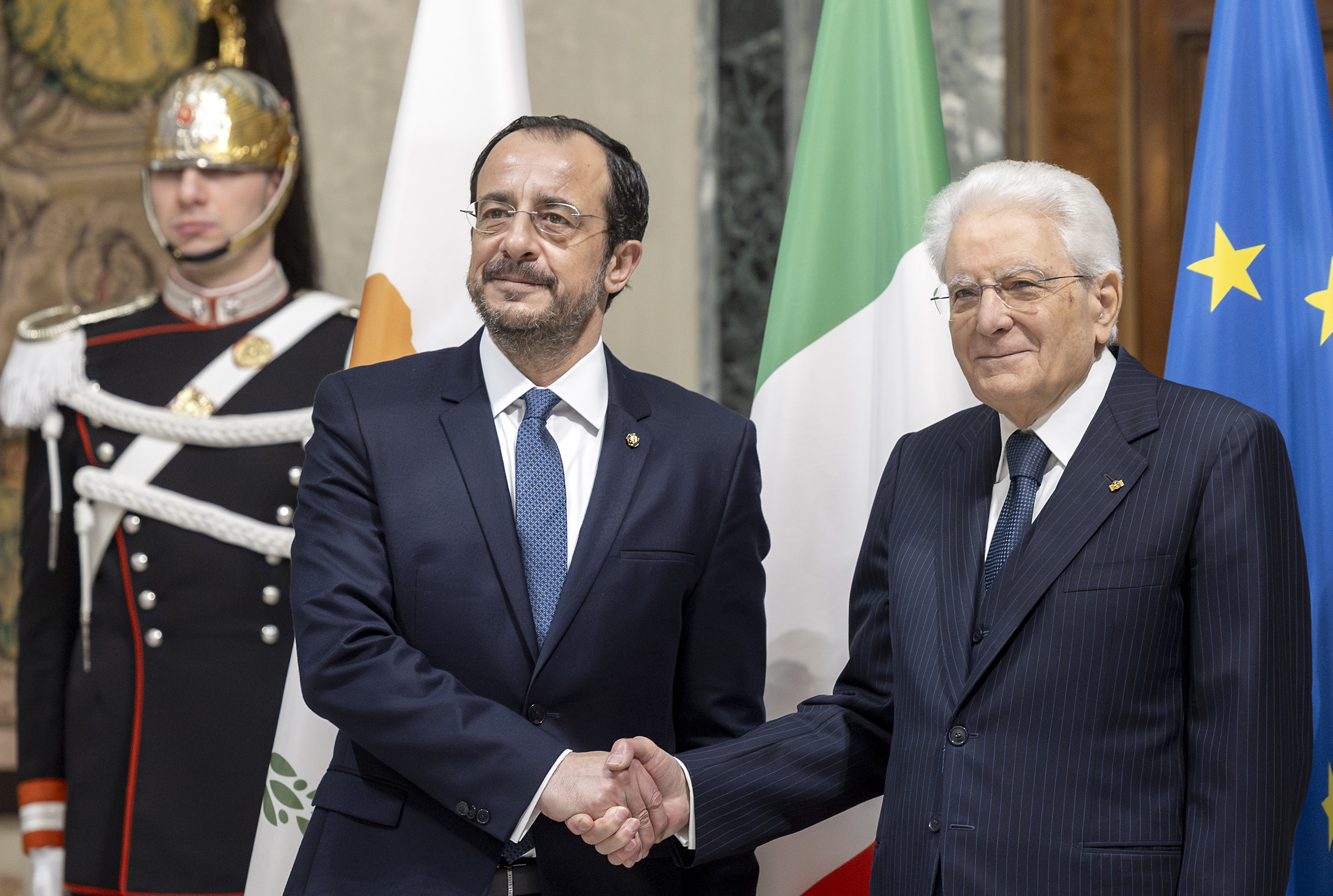 Il Presidente Sergio Mattarella con Nikos Christodoulides, Presidente della Repubblica di Cipro