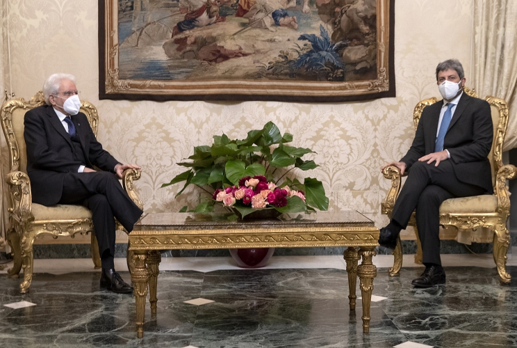 Il Presidente della Repubblica Sergio Mattarella con il Presidente della Camera dei Deputati Roberto Fico