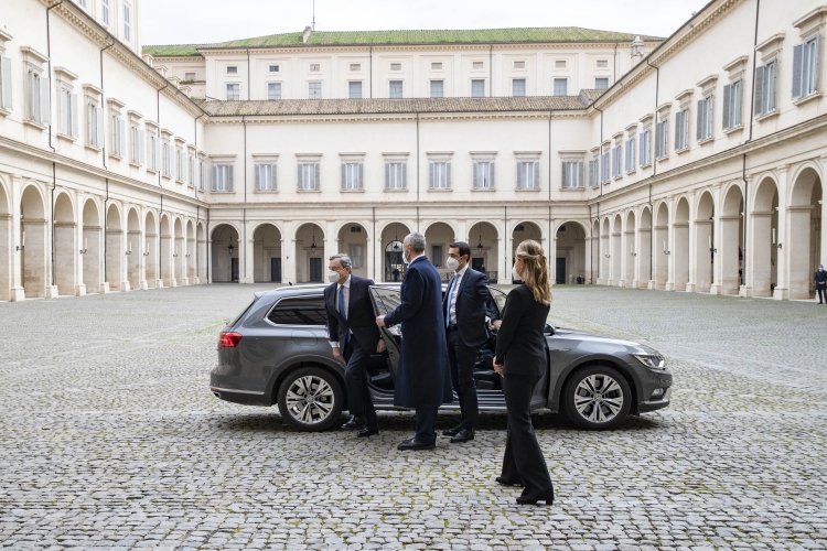 Il Prof Mario Draghi al suo arrivo al Quirinale
