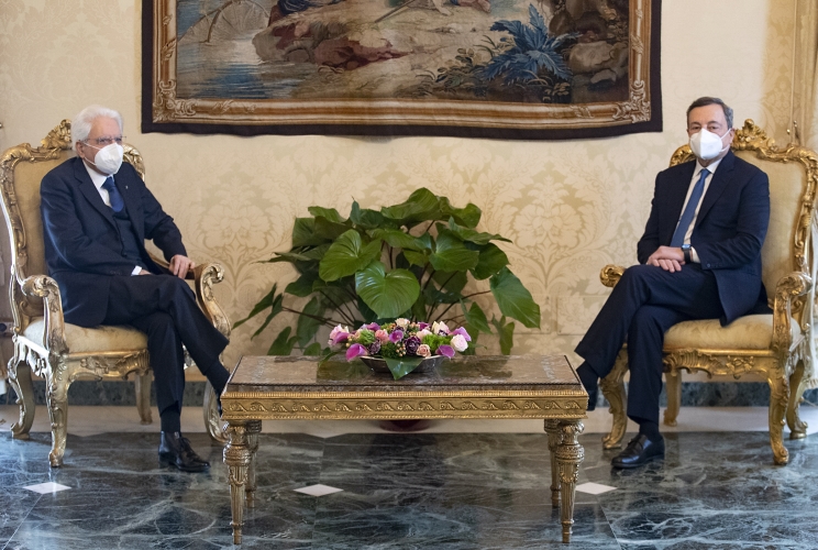 Il Presidente della Repubblica Sergio Mattarella con il Prof. Mario Draghi