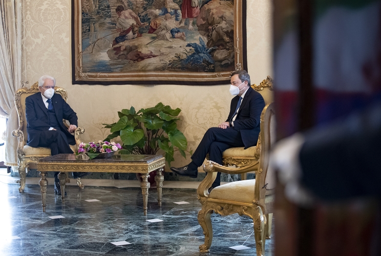 Il Presidente della Repubblica Sergio Mattarella con il Prof. Mario Draghi