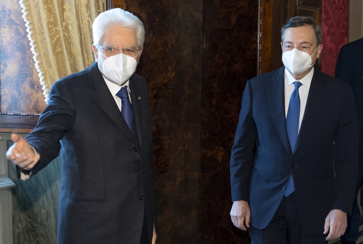 Il Presidente della Repubblica Sergio Mattarella con il Prof. Mario Draghi