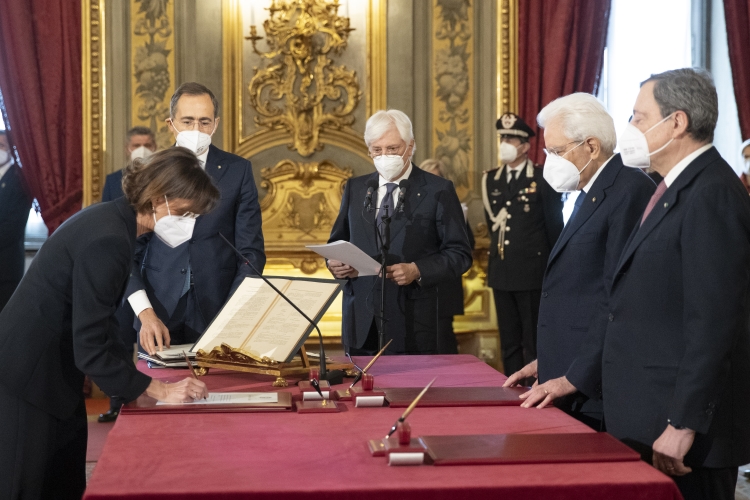 La Prof.ssa Marta Cartabia, Ministro della giustizia, durante il giuramento