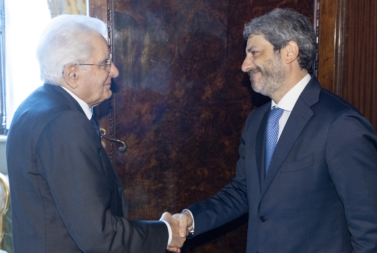 Il Presidente della Repubblica Sergio Mattarella con il Presidente della Camera Roberto Fico