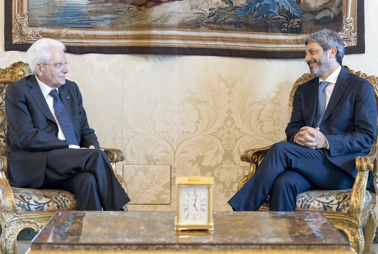 Il Presidente della Repubblica Sergio Mattarella con il Presidente della Camera Roberto Fico