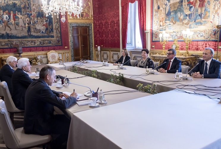 Il Presidente della Repubblica Sergio Mattarella con i Gruppi Parlamentari "Azione- Italia Viva - R.E." del Senato della Repubblica e della Camera dei deputati