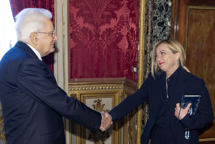 Il Presidente della Repubblica Sergio Mattarella con l'On. Giorgia MELONI, Presidente del Movimento “Fratelli d’Italia”