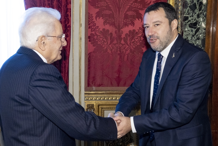 Il Presidente della Repubblica Sergio Mattarella con il  Sen. Matteo SALVINI, Segretario Federale del Partito “Lega per Salvini Premier"