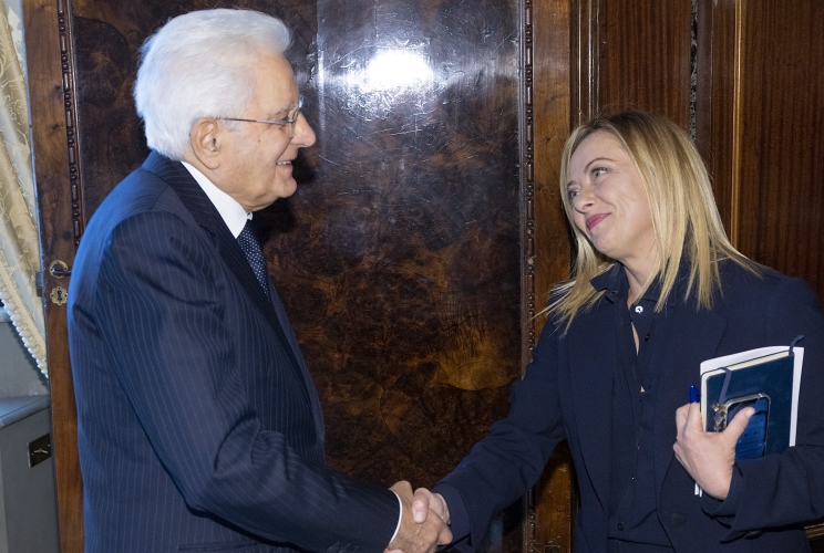 Il Presidente della Repubblica Sergio Mattarella con l'On. Giorgia MELONI, Presidente del Movimento “Fratelli d’Italia”