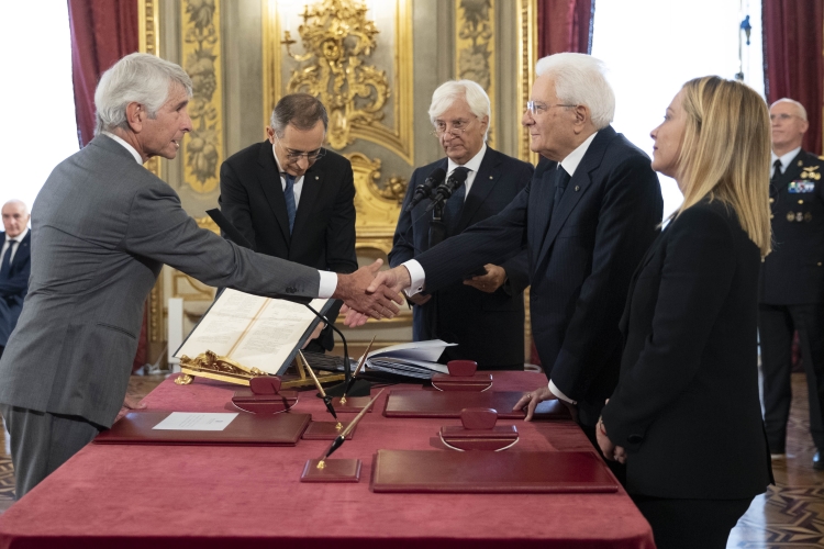 Il dottor Andrea Abodi, Ministro senza portafoglio,in occasione della cerimonia di giuramento del governo
