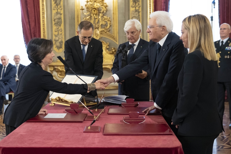 L’onorevole Eugenia Maria Roccella, Ministra senza portafoglio,in occasione della cerimonia di giuramento del governo
