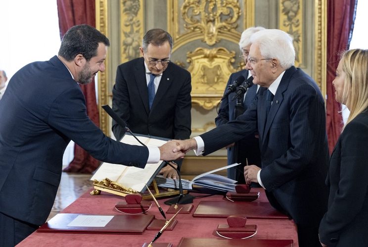 Il senatore Matteo Salvini, Ministro delle INFRASTRUTTURE e della MOBILITA’ SOSTENIBILI, che assumerà anche le funzioni di Vice Presidente del Consiglio dei Ministri in occasione della cerimonia di giuramento del governo