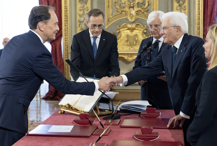 il senatore Luca Ciriani, Ministro senza portafoglio in occasione della cerimonia di giuramento del governo