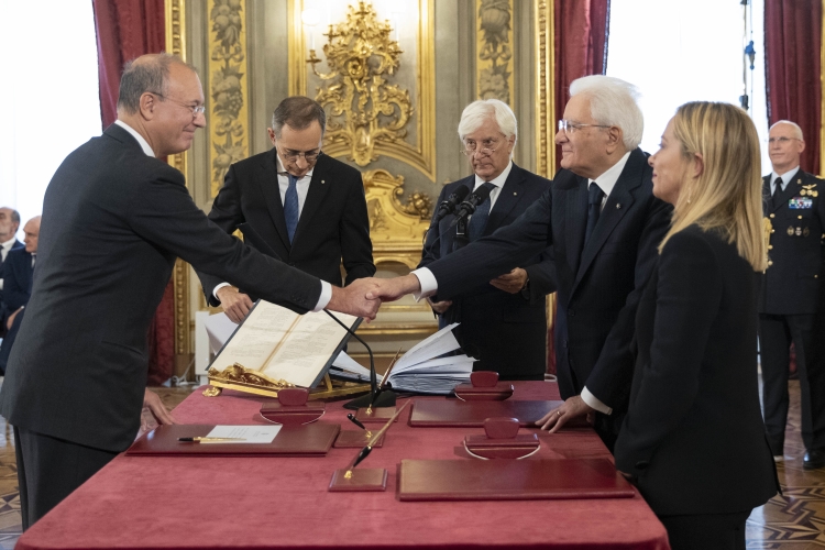 Il professor Giuseppe Valditara, Ministro dell’ISTRUZIONE ,in occasione della cerimonia di giuramento del governo
