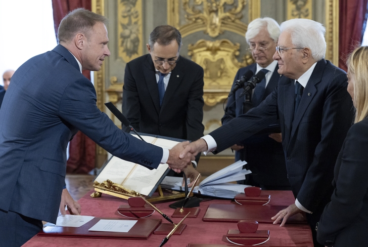 L’onorevole Francesco Lollobrigida, Ministro delle POLITICHE AGRICOLE ALIMENTARI e FORESTALI, in occasione della cerimonia di giuramento del governo