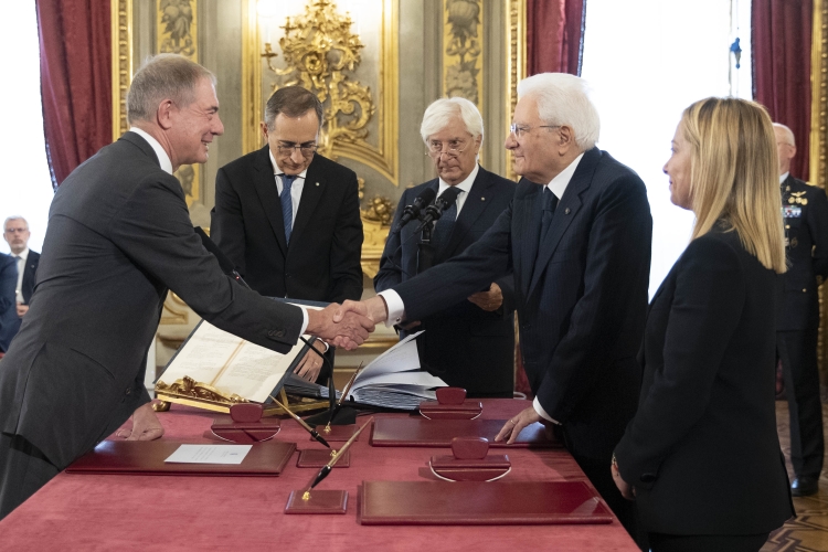 Il senatore Adolfo Urso, Ministro dello SVILUPPO ECONOMICO,in occasione della cerimonia di giuramento del governo
