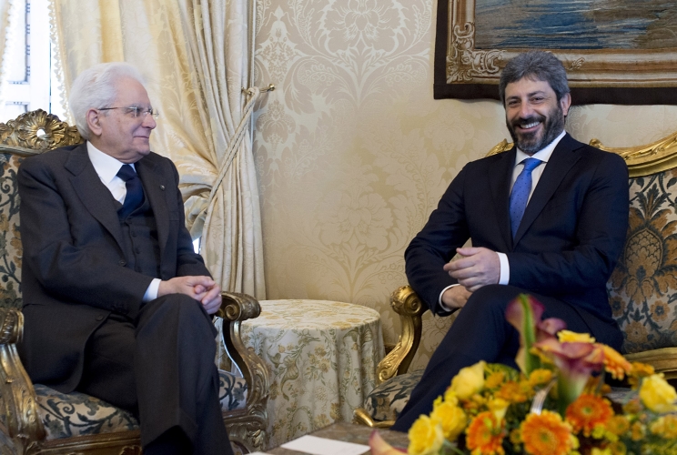 Il Presidente Sergio Mattarella con il Presidente della Camera dei Deputati
