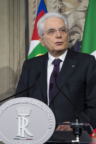 Il Presidente della Repubblica Sergio Mattarella al termine delle consultazioni del 7 maggio 