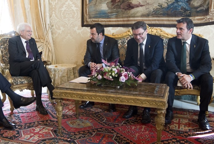 Il Presidente Sergio Mattarella con la delegazione di "Lega - Salvini Premier"