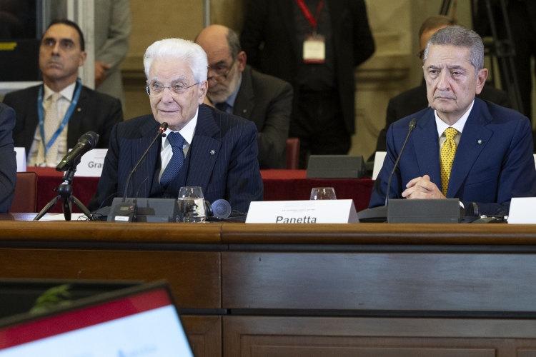 Il Presidente della Repubblica Sergio Mattarella a Palazzo Corsini in occasione della riunione con il Consiglio Direttivo della BCE
