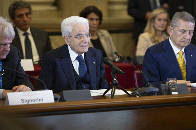 Il Presidente della Repubblica Sergio Mattarella a Palazzo Corsini in occasione della riunione con il Consiglio Direttivo della BCE
