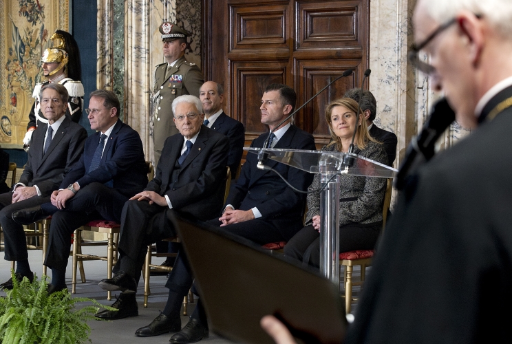 Il Presidente Sergio Mattarella in occasione della cerimonia per lo scambio degli auguri di fine anno con il Corpo Diplomatico