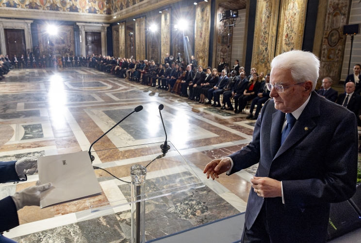 Il Presidente Sergio Mattarella rivolge il suo indirizzo di saluto in occasione della cerimonia per lo scambio degli auguri di fine anno con il Corpo Diplomatico