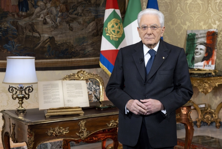Il Presidente della Repubblica Sergio Mattarella in occasione del discorso di fine anno
