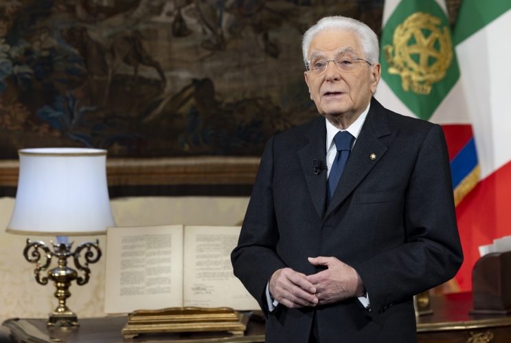 Il Presidente della Repubblica Sergio Mattarella in occasione del discorso di fine anno