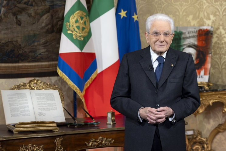 Il Presidente della Repubblica Sergio Mattarella in occasione del discorso di fine anno