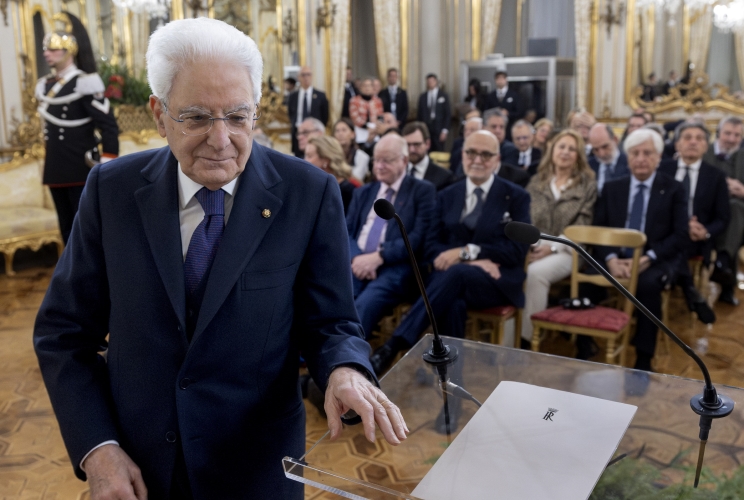 Il Presidente Sergio Mattarella rivolge il suo indirizzo di saluto in occasione dell'incontro con i partecipanti al 30° anniversario del Seminario di Venezia per la stampa britannica