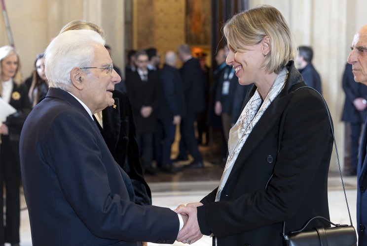 Il Presidente della Repubblica Sergio Mattarella con Federica Pellegrini, in occasione della cerimonia di presentazione dei membri del Comitato Olimpico Internazionale e apertura della sessione del Comitato Olimpico Internazionale 