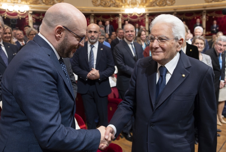 Il Presidente della Repubblica Sergio Mattarella con il Presidente della Camera in occasione della cerimonia di apertura della sessione del Comitato Olimpico Internazionale