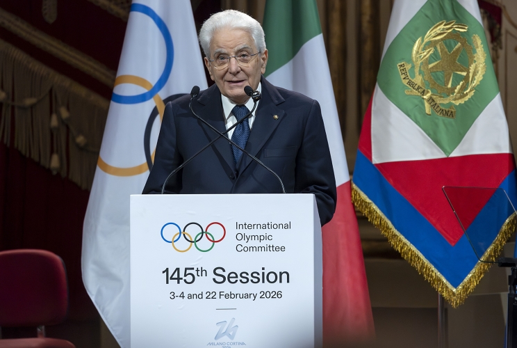 Il Presidente della Repubblica Sergio Mattarella in occasione della cerimonia di apertura della sessione del Comitato Olimpico Internazionale