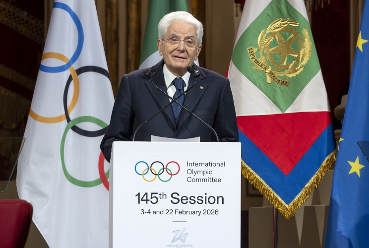 Il Presidente della Repubblica Sergio Mattarella in occasione della cerimonia di apertura della sessione del Comitato Olimpico Internazionale