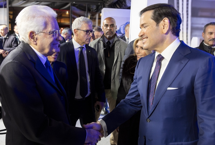 Il Presidente della Repubblica Sergio Mattarella con Marco Rubio, Segretario di Stato degli Stati Uniti d'America, in occasione del Pranzo con i membri del CIO