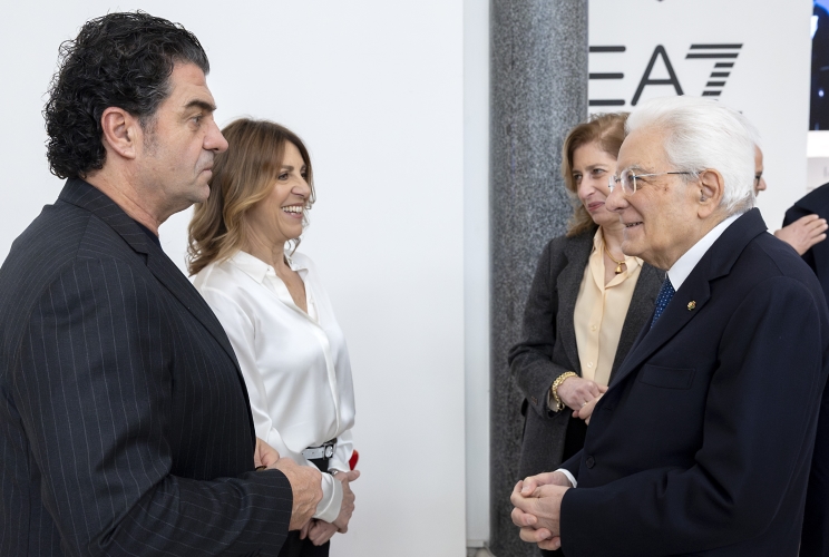 Il Presidente della Repubblica Sergio Mattarella a Casa Italia con Alberto Tomba e Debora Compagnoni