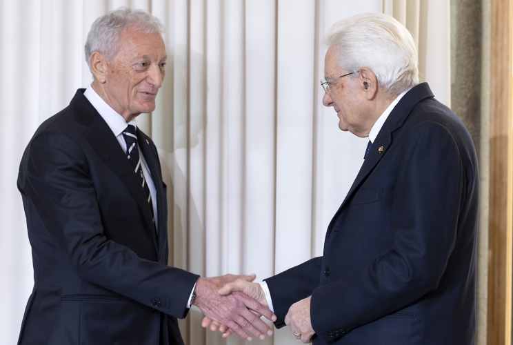 Il Presidente della Repubblica Sergio Mattarella con Luciano Buonfiglio, Presidente del Comitato Olimpico Nazionale Italiano