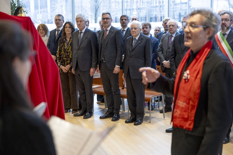 Il Presidente Sergio Mattarella in occasione dell'intitolazione della Biblioteca Universitaria Centrale ad Alcide De Gasperi
