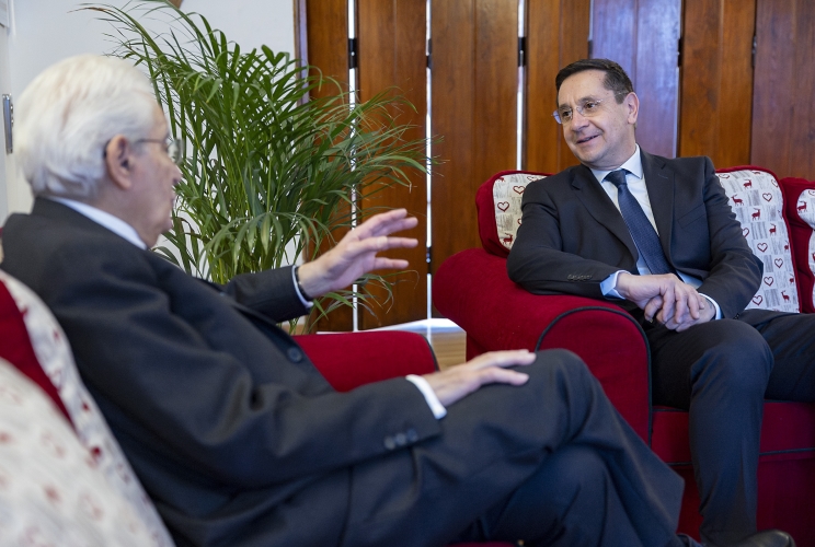 Il Presidente della Repubblica Sergio Mattarella con il Sindaco di Cortina d'Ampezzo Gianluca Lorenzi