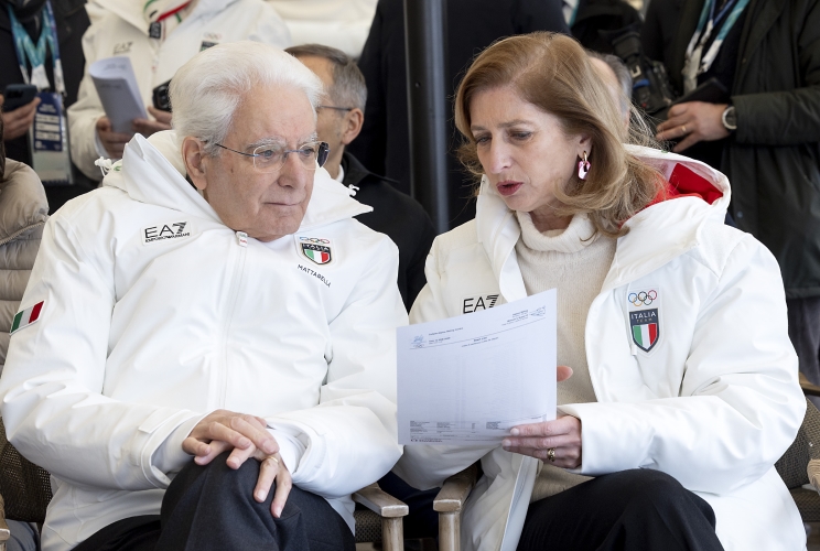 Il Presidente della Repubblica Sergio Mattarella e la Sig.ra Laura a Cortina d'Ampezzo per le gare olimpiche