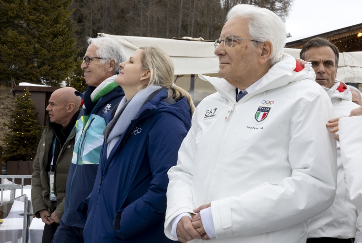 Il Presidente della Repubblica Sergio Mattarella assiste alle gare di sci