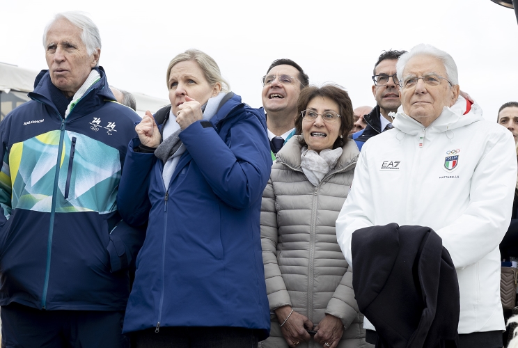 Il Presidente della Repubblica Sergio Mattarella assiste alle gare di sci