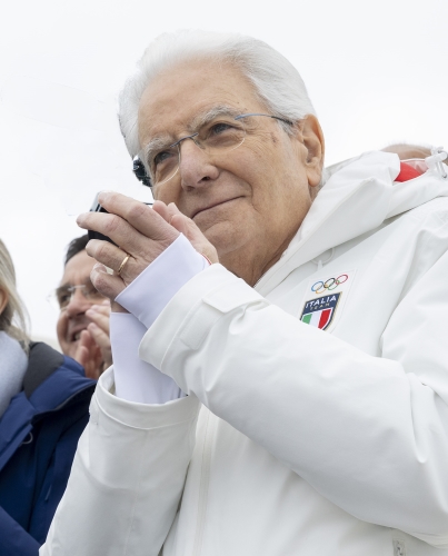 Il Presidente della Repubblica Sergio Mattarella assiste alle gare di sci