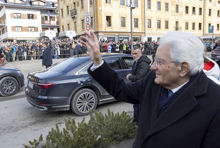 Il Presidente della Repubblica Sergio Mattarella al suo arrivo a  Casa Italia