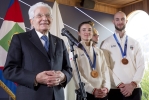 Il Presidente della Repubblica Sergio Mattarella rivolge il suo indirizzo di saluto nel corso della visita a Casa Italia