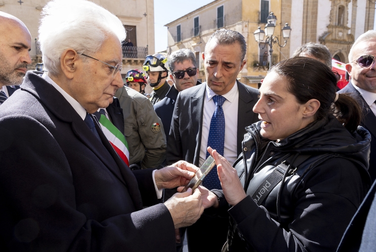 Il Presidente della Repubblica Sergio Mattarella in visita alla città di Niscemi