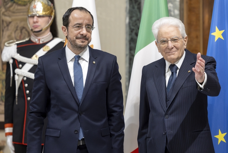 Il Presidente Sergio Mattarella con Nikos Christodoulides, Presidente della Repubblica di Cipro