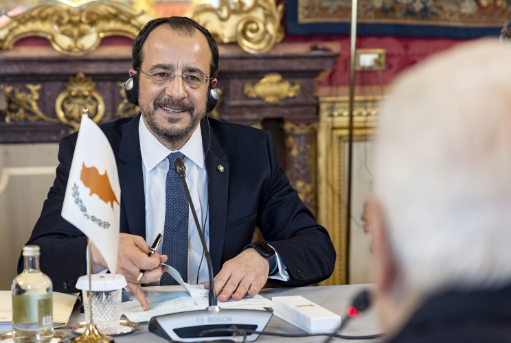 Il Presidente Sergio Mattarella nel corso dei colloqui con Nikos Christodoulides, Presidente della Repubblica di Cipro