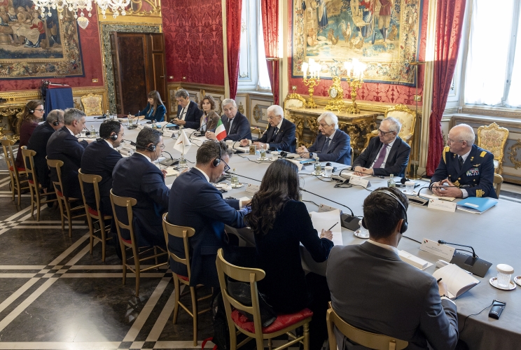 Il Presidente Sergio Mattarella nel corso dei colloqui con Nikos Christodoulides, Presidente della Repubblica di Cipro